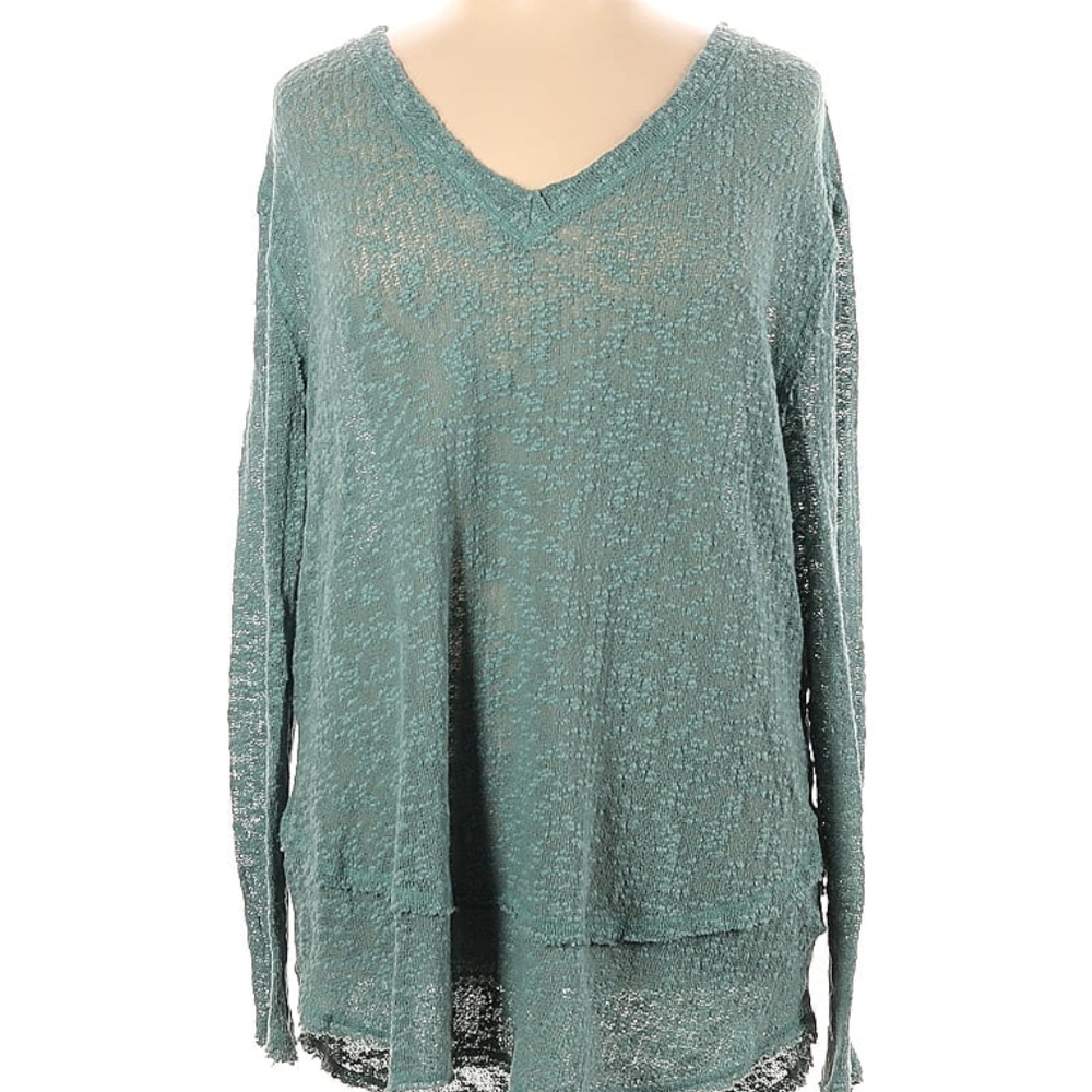 We The Free Teal V-Neck Lightweight Women's Sweater